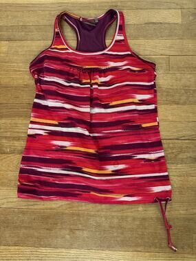 Athleta Women's Multicolor Abstract Stripe Swim Tankini Top - Size L
 b22